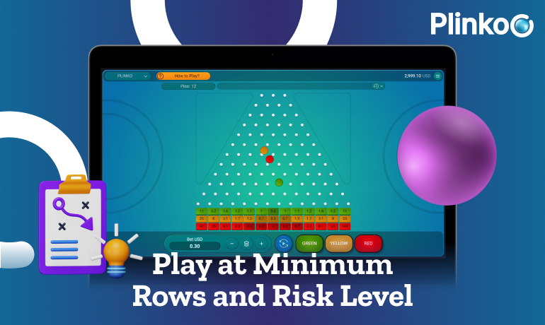 Play with minimal rows and risk levels for safe play at Plinko